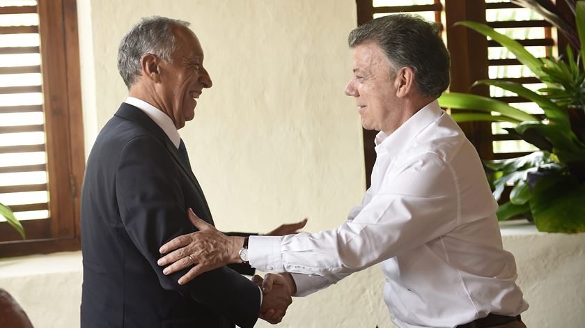Marcelo Rebelo de Sousa com Juan Manuel Santos, Presidente da Colômbia. Foto: Juan Pablo Bello/EPA