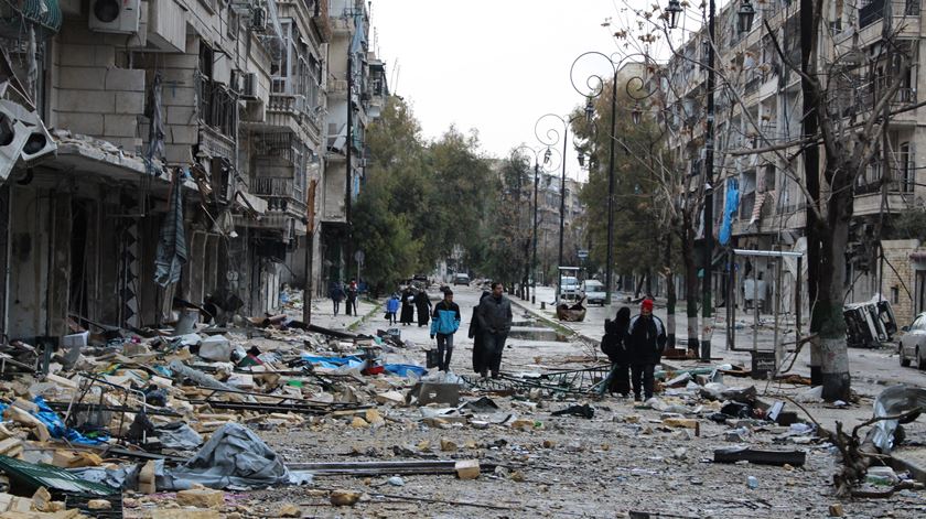 Imagem da destruição em Alepo, na Síria. Foto: STR/EPA