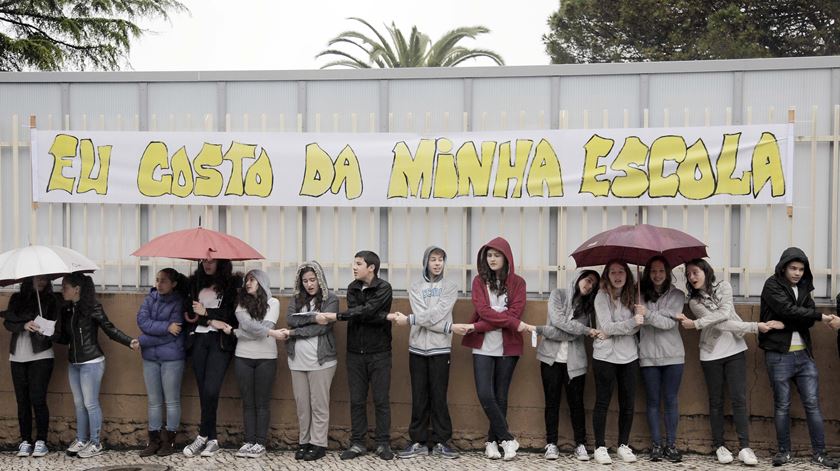 O Colégio Conciliar Maria Imaculada, em Leiria, foi um dos palcos do protesto. Foto. Paulo Cunha/Lusa