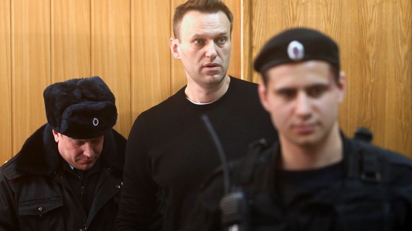 Alexei Navalny detido na Rússia. Foto: Sergei Ilnitsky/EPA
