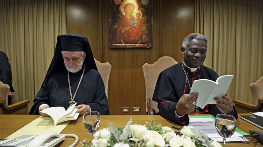 Apresentação da encíclica "Laudato Si", em 2015. Foto: Alessandro Di Meo/EPA
