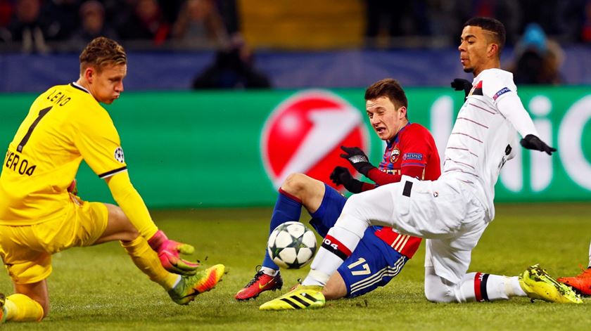 O CSKA dividiu o jogo com o Leverkusen, mas falhou a vitória. Foto: Yuri Kochetkov/EPA
