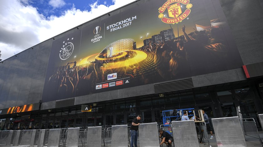 Estocolmo recebe a final da Liga Europa, entre Manchester United e Ajax. Foto: Vassil Donev/EPA