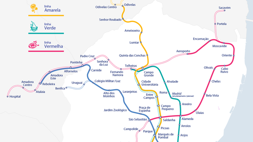 CLIQUE PARA VER: Mapa não-oficial da expansão futura da rede de metro criado a partir das informações disponibilizadas pelas empresas de transportes de Lisboa. Fonte: Maximilian Dörrbecker/DR