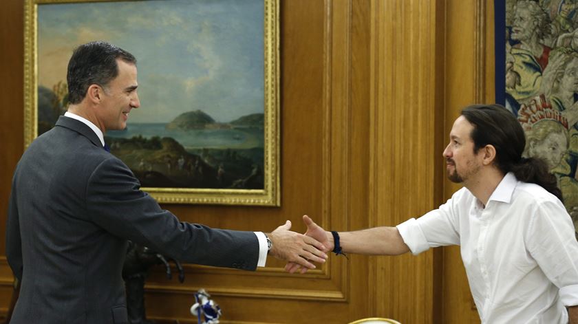 Rei Felipe recebe lider Podemos Pablo IGlesias. Foto: Angel Diaz/ EPA