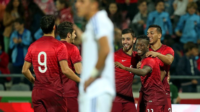 Os sub-21 festejaram vitória frente à Albânia. Foto: José Coelho/Lusa
