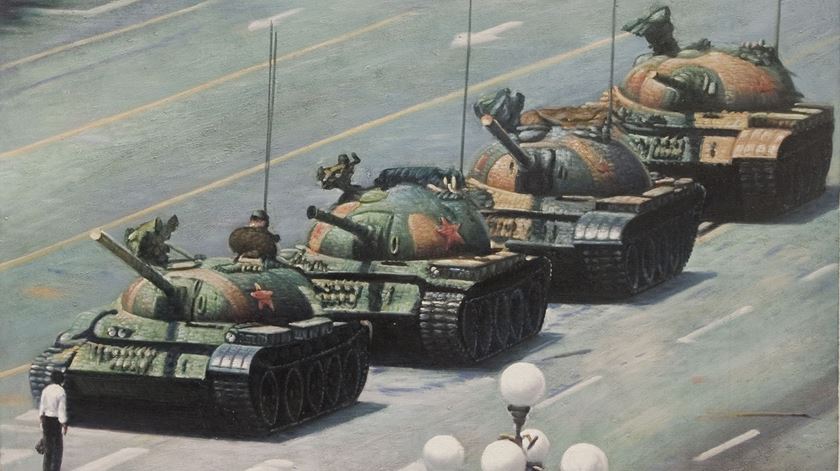 Desenho alusivo ao avanço das tropas na Praça de Tiananmen, 1989. Foto: Flickr