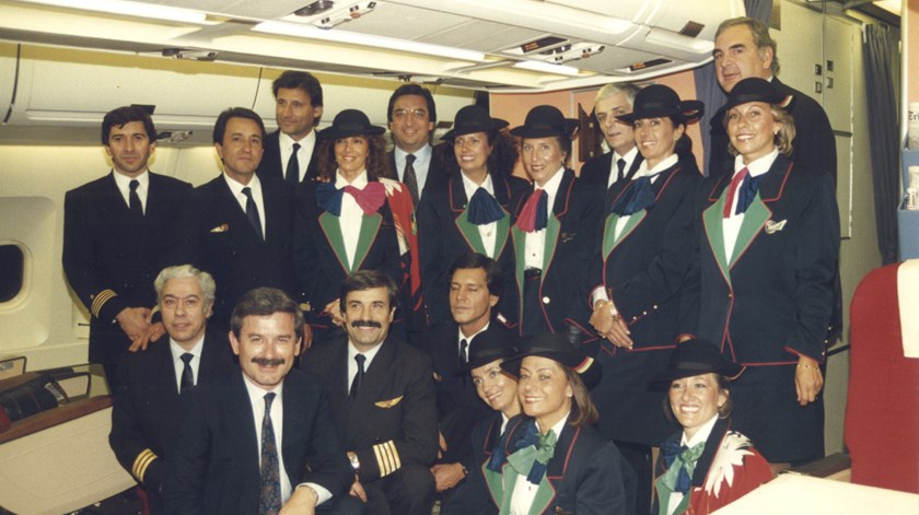 A tripulação de um voo da TAP que transportou João Paulo II. Foto: TAP