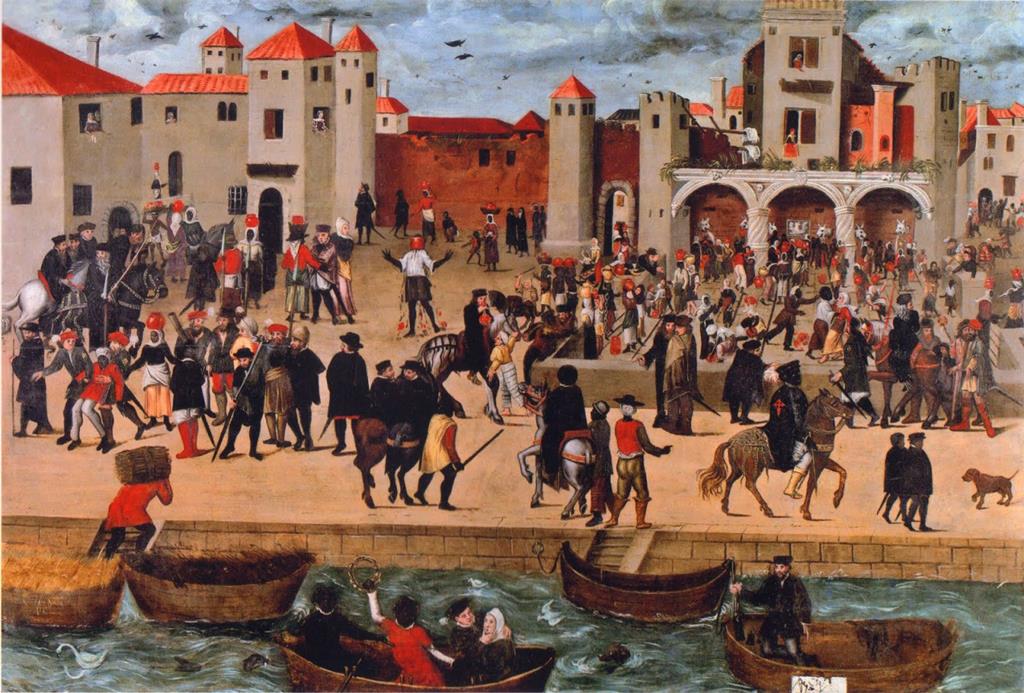 Chafariz d’el Rey , Anónimo , pintura flamenga Colecção Berardo ; Imagem da capa do livro “Escravos em Portugal”