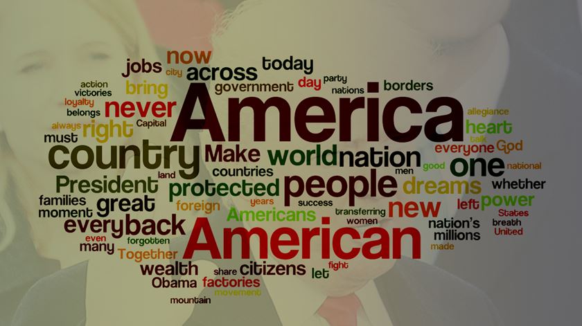 As palavras mais ditas por Donald Trump no seu primeiro discurso como Presidente dos Estados Unidos. Imagem: RR
